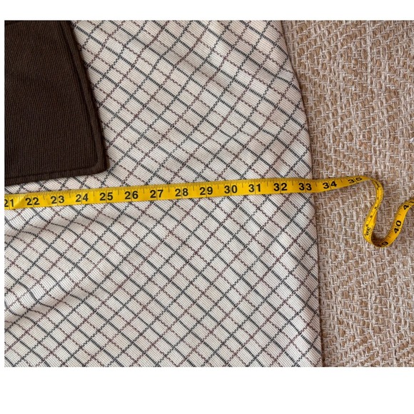 Vintage Poppet Ltd Brown Cream Diamond Print Mock Neck Mod Shift Mini Dress Sz 9 - Picture 6 of 8